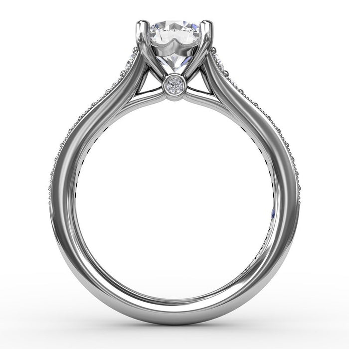 Graduated Diamond Shank with Milgrain Edge Engagement Ring Setting