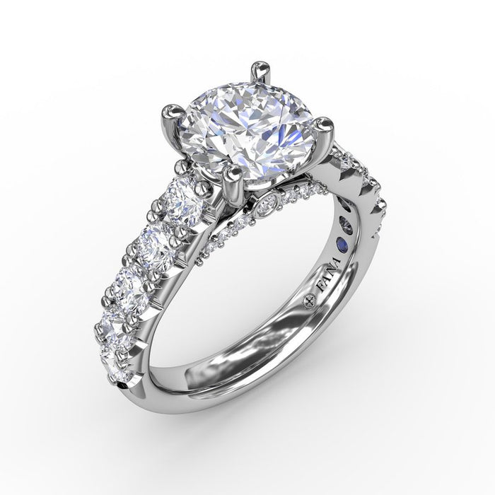 Chunky Diamond Shank with Pavé Bridge Engagement Ring Setting