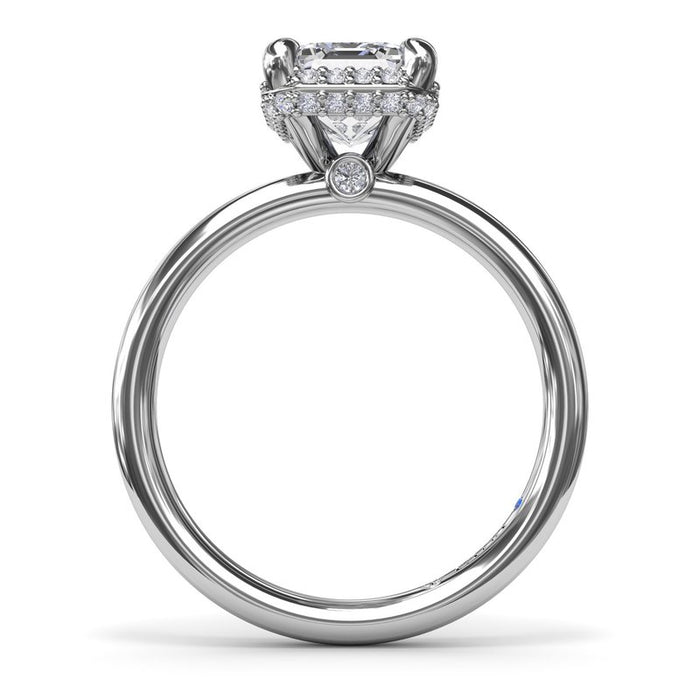 Emerald-Cut Center with Halo and Hidden Halo Engagement Ring Setting