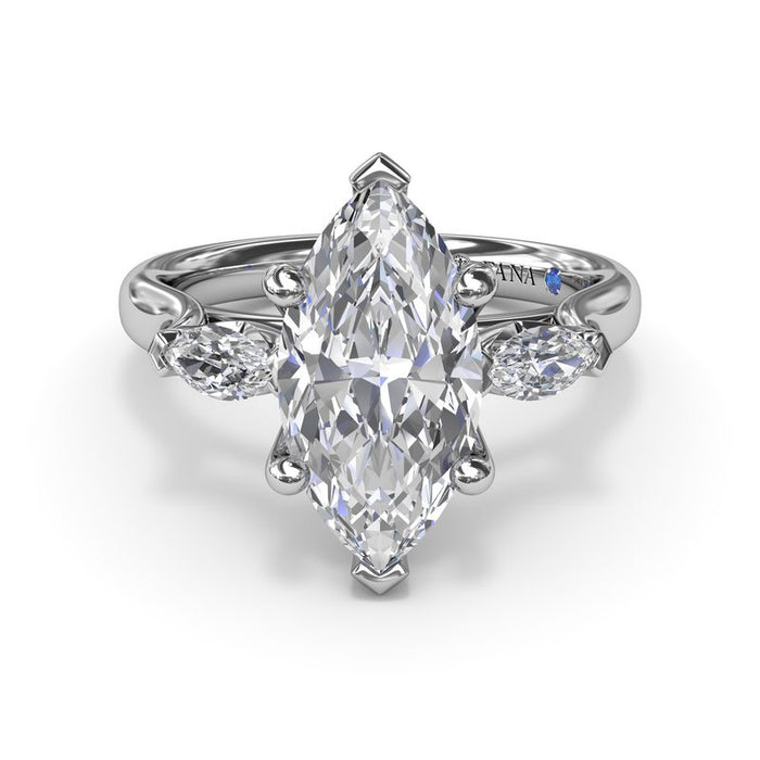 Three-Stone Marquise Engagement Ring Setting