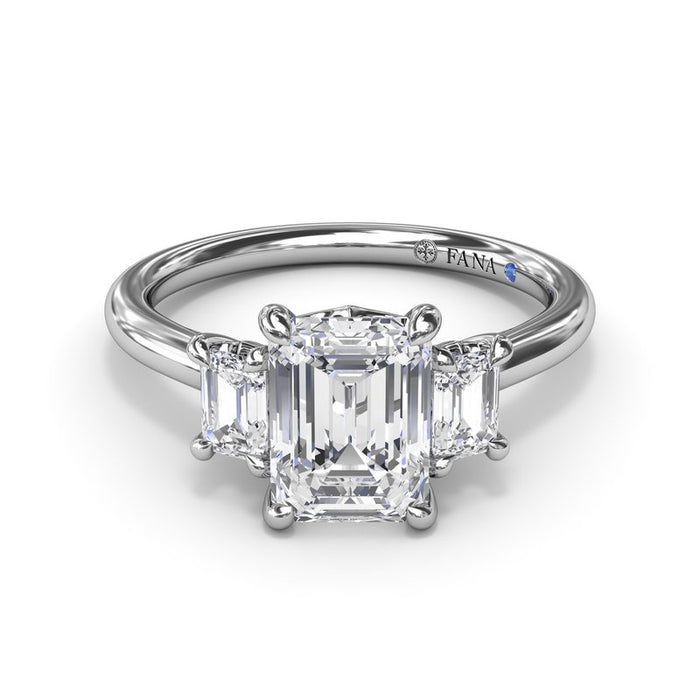 Three-Stone Emerald-Cut Engagement Ring Setting