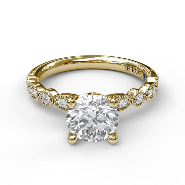 Detailed Milgrain Shank Engagement Ring Setting