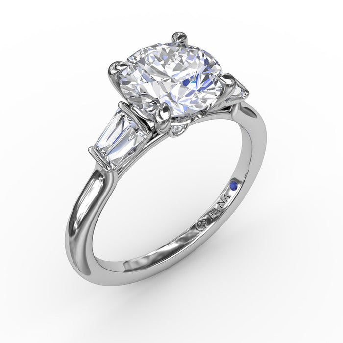Double Baguette Side Stone Engagement Ring Setting