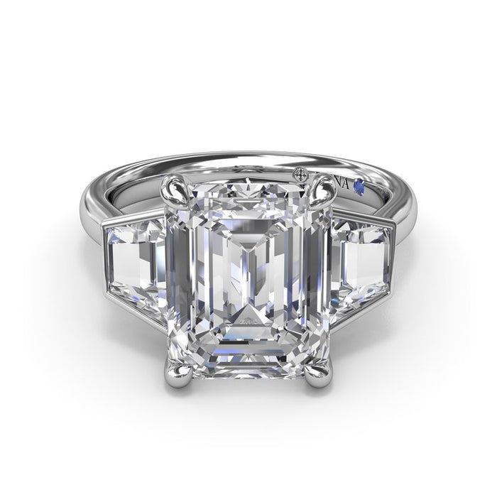 Emerald-Cut with Trapezoid Bezel Side Stones Engagement Ring Setting