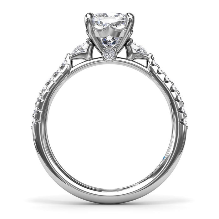 Pear and Round Diamond Shank Engagement Ring Setting