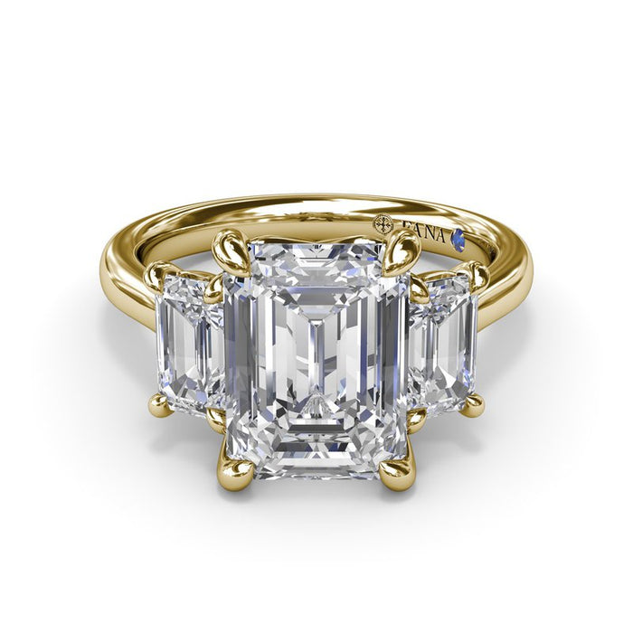 Three-Stone Emerald-Cut Engagement Ring Setting
