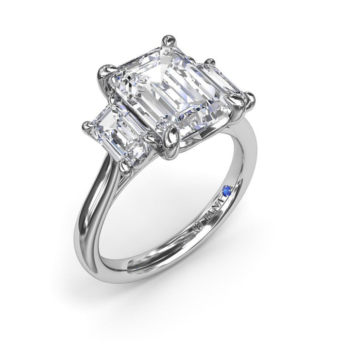 Three-Stone Emerald-Cut Engagement Ring Setting