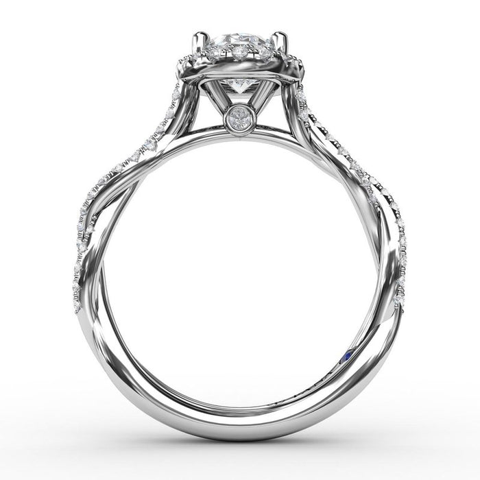 Oval Halo With Diamond Twist Shank Engagement Ring Setting