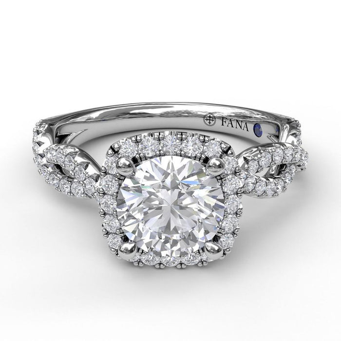 Cushion Halo Twist Engagement Ring Setting