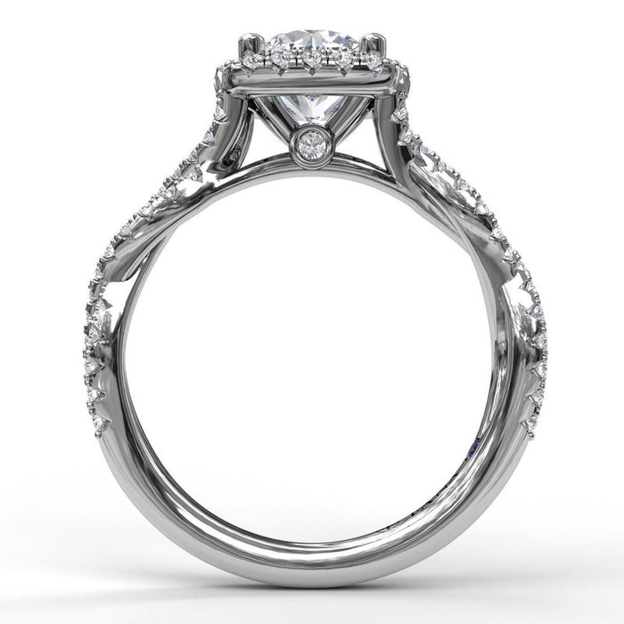Cushion Halo Twist Engagement Ring Setting
