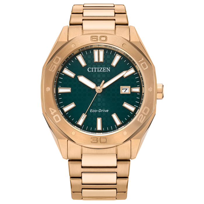 Citizen Odyn Eco-Drive Watch, Rose Gold-Tone with Green Dial
