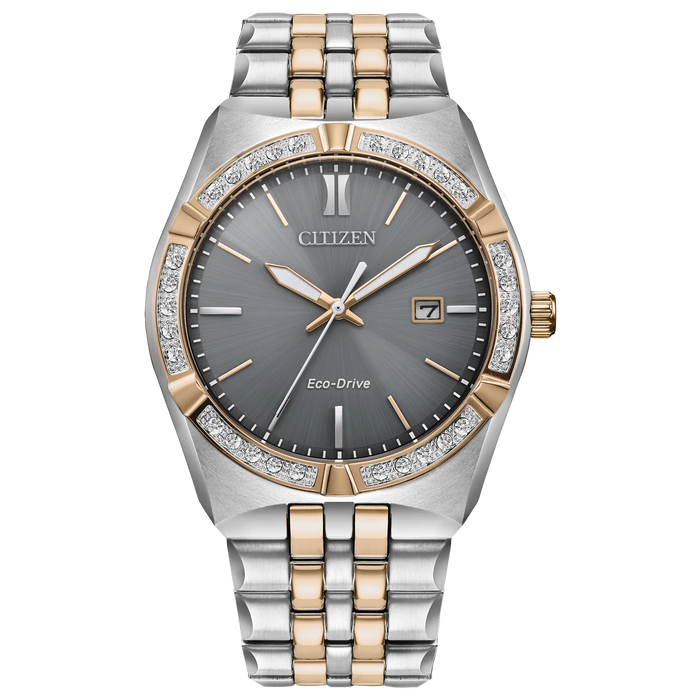Citizen Corso Diamond Eco-Drive Watch, Two-Tone with Gray Dial