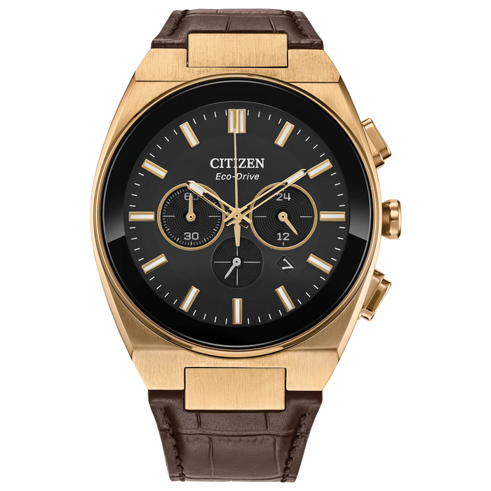 Citizen Axiom SC Eco-Drive Watch, Rose Gold-Tone with Leather Strap