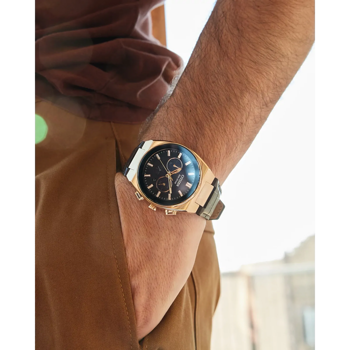 Citizen Axiom SC Eco-Drive Watch, Rose Gold-Tone with Leather Strap
