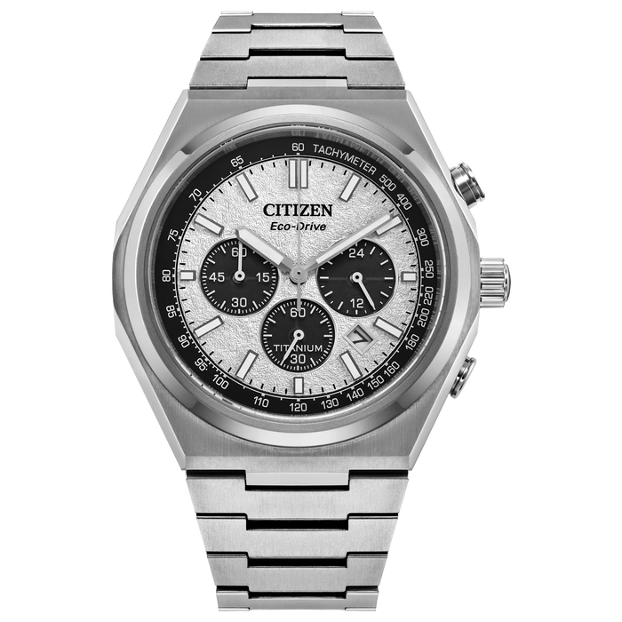 Citizen Zenshin Chrono Eco-Drive Watch, Silver-Tone with Silver-Tone Dial