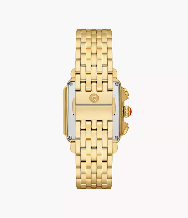 Michele Deco Diamond Watch, Gold-Tone with White MOP Dial