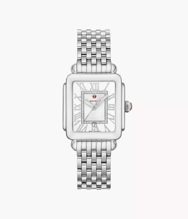 Michele Deco Madison Mid Watch, Silver-Tone with White-Silver Dial