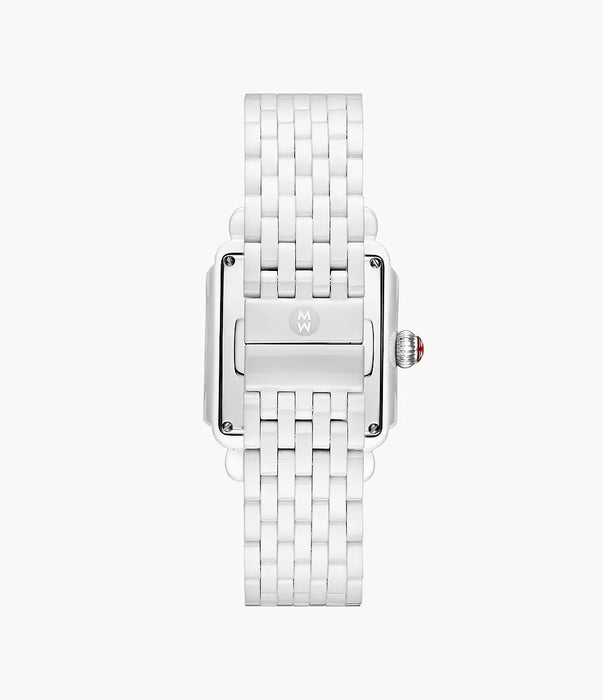Michele Deco Madison Diamond Watch, White Ceramic with White MOP Dial