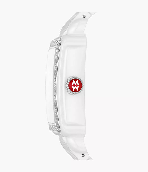 Michele Deco Madison Diamond Watch, White Ceramic with White MOP Dial