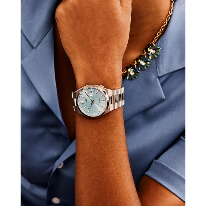 Citizen Tsuyosa Automatic Watch, Silver-Tone with Sky Blue Dial