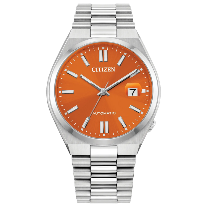 Citizen Tsuyosa Automatic Watch, Silver-Tone with Orange Dial