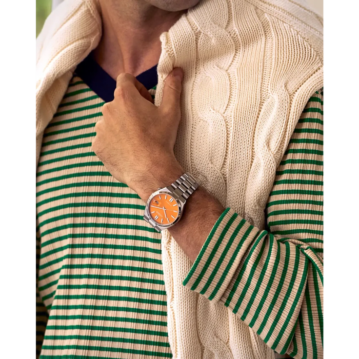 Citizen Tsuyosa Automatic Watch, Silver-Tone with Orange Dial