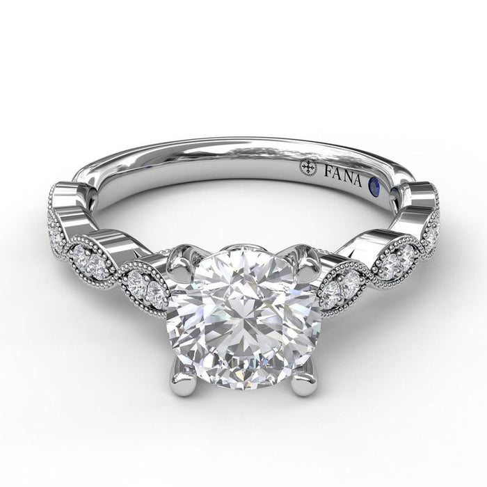 Vintage Marquise Accent with Milgrain Detail Engagement Ring Setting