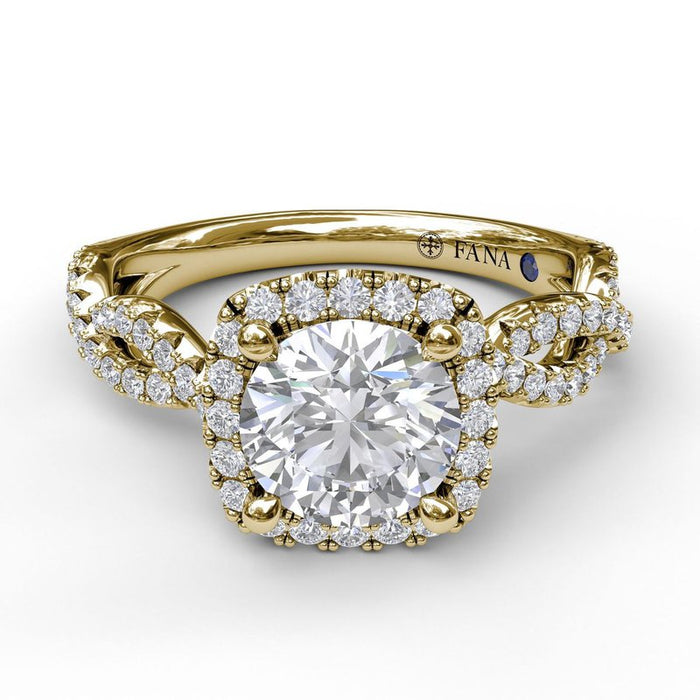 Cushion Halo Twist Engagement Ring Setting