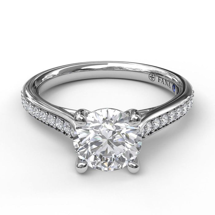 Cathedral Shank with Single Row Pavé Engagement Ring Setting