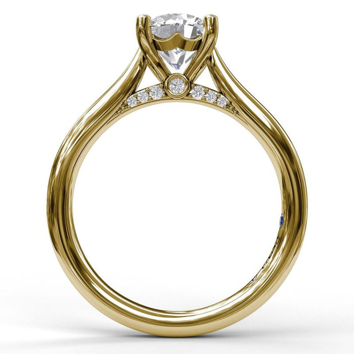 Solitaire with Decorated Bridge Engagement Ring Setting