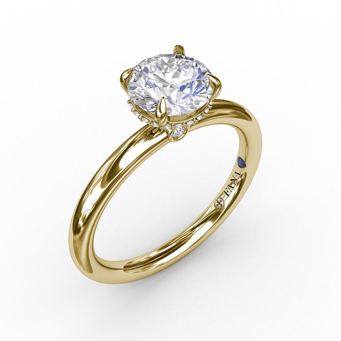Contemporary Solitaire with Hidden Halo Engagement Ring Setting