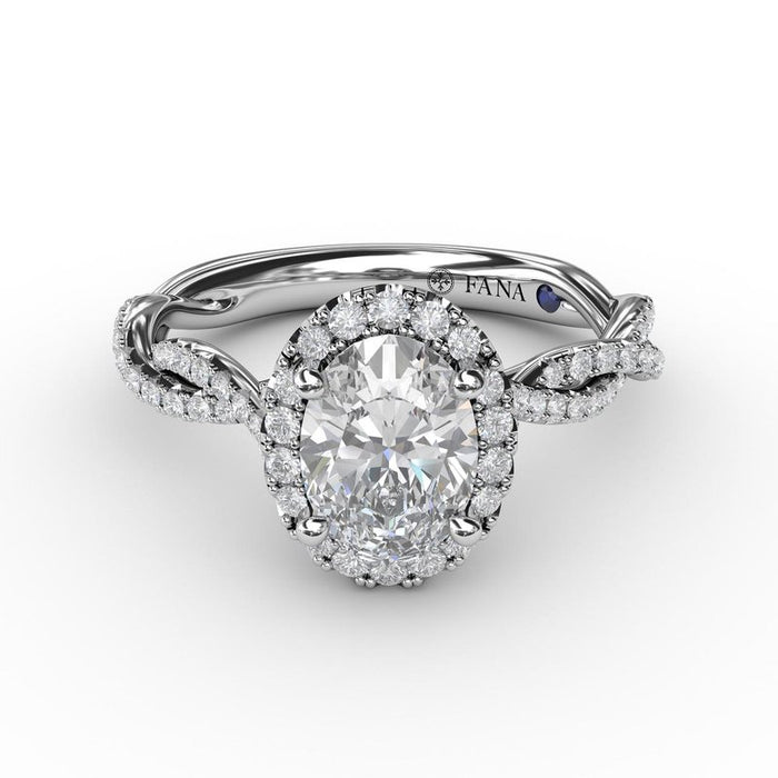 Oval Halo With Diamond Twist Shank Engagement Ring Setting