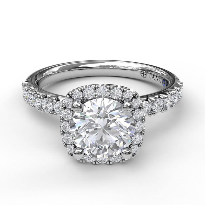 Classic Halo with Side Profile Detail Engagement Ring Setting