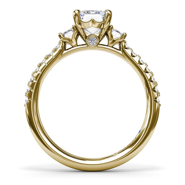 Three-Stone Emerald-Cut with Diamond Shank Engagement Ring Setting