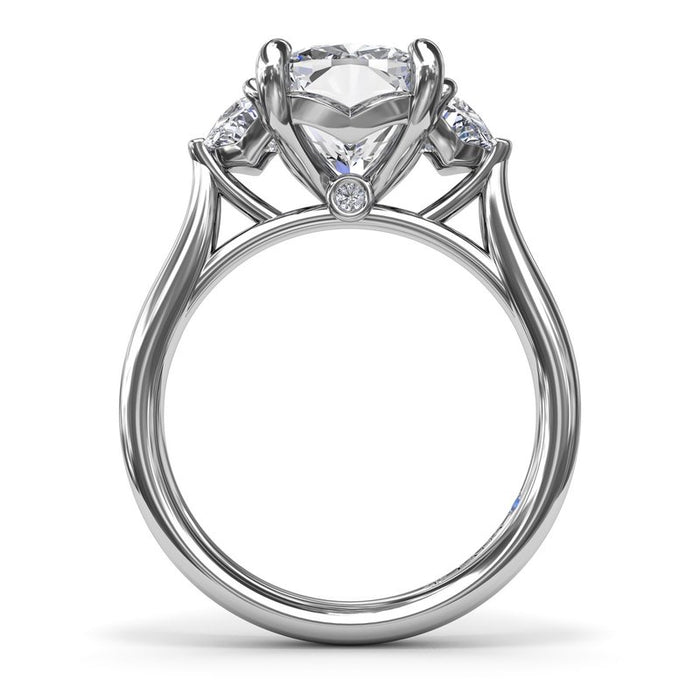 Cushion-Cut with Half-Moon Side Stones Engagement Ring Setting