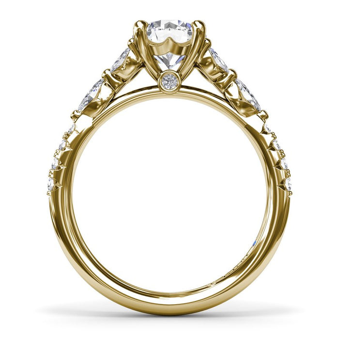 Vintage Floral Diamond Shank Engagement Ring Setting
