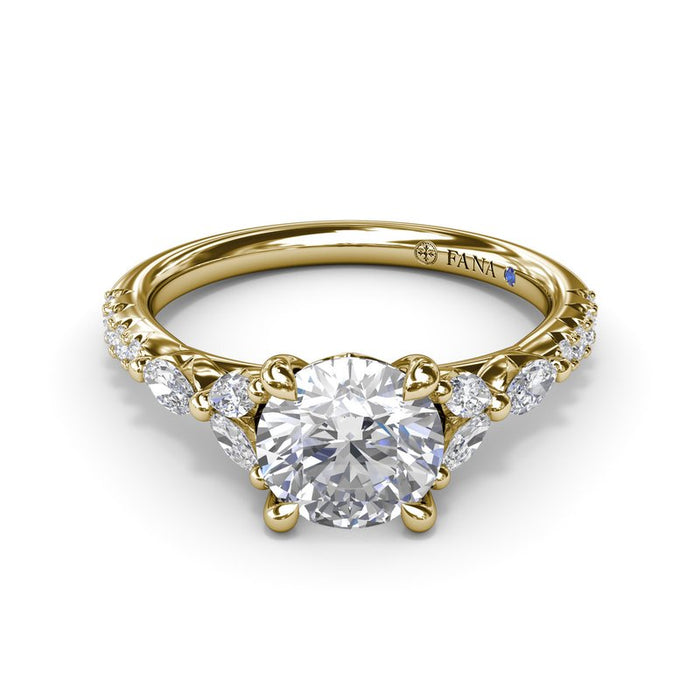 Vintage Floral Diamond Shank Engagement Ring Setting