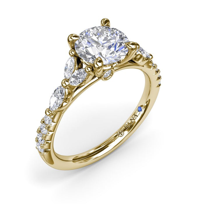 Vintage Floral Diamond Shank Engagement Ring Setting