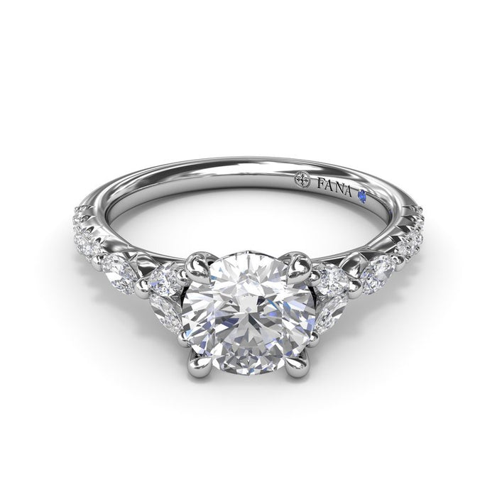 Vintage Floral Diamond Shank Engagement Ring Setting