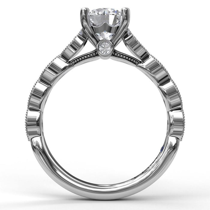 Vintage Marquise Accent with Milgrain Detail Engagement Ring Setting