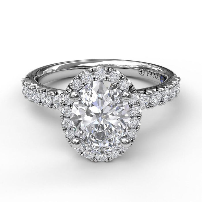 Classic Oval Halo with Side Profile Detail Engagement Ring Setting