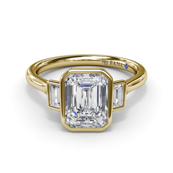 Three-Stone Bezel Engagement Ring Setting