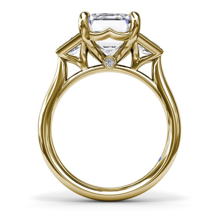 Emerald-Cut with Trapezoid Bezel Side Stones Engagement Ring Setting