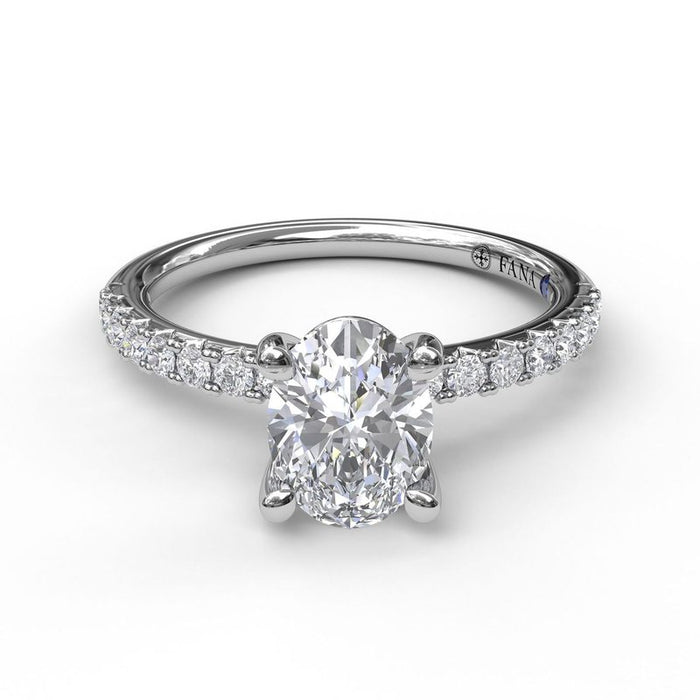 Classic Single Row Diamond Shank Engagement Ring Setting
