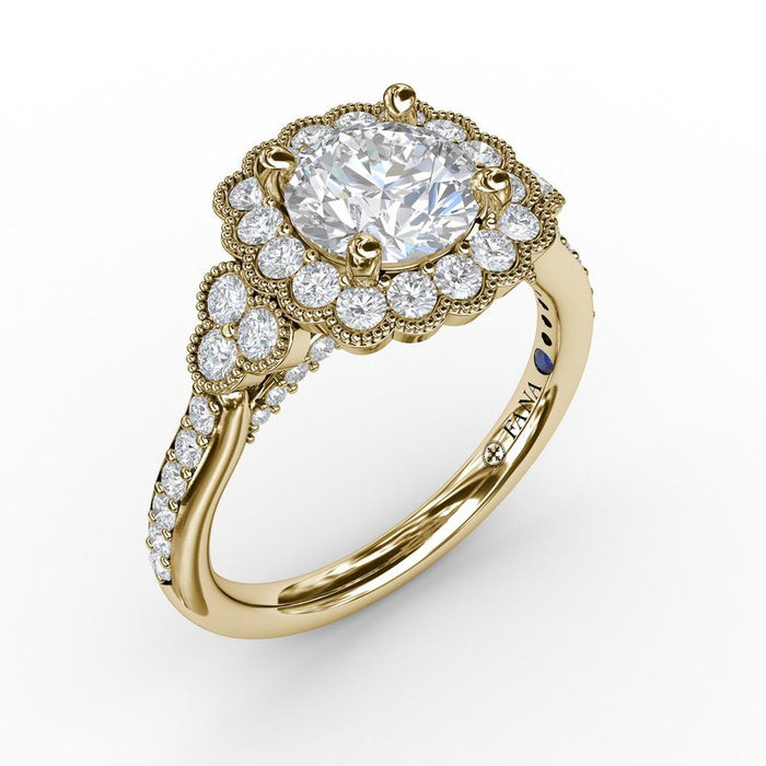 Floral Halo with Diamond Accents Engagement Ring Setting