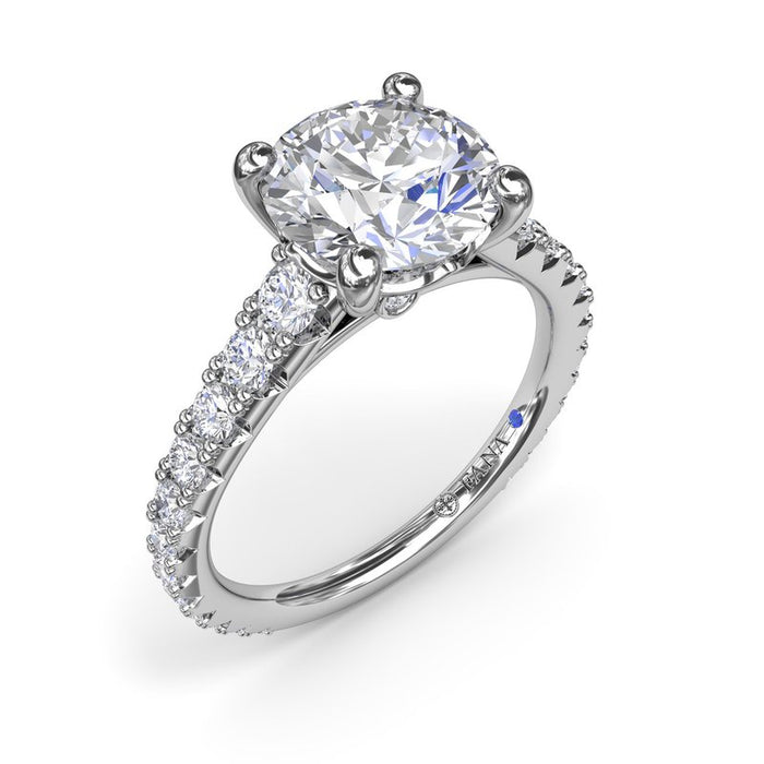 Graduated Diamond Cathedral Shank Engagement Ring Setting
