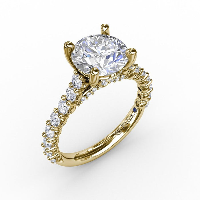 Diamond Shank with Hidden Halo and Bridge Detail Engagement Ring Setting