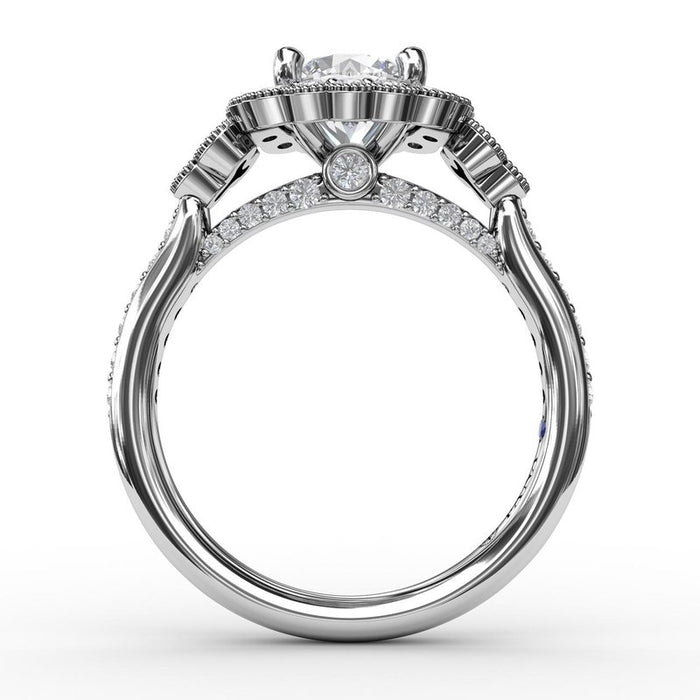 Floral Halo with Diamond Accents Engagement Ring Setting