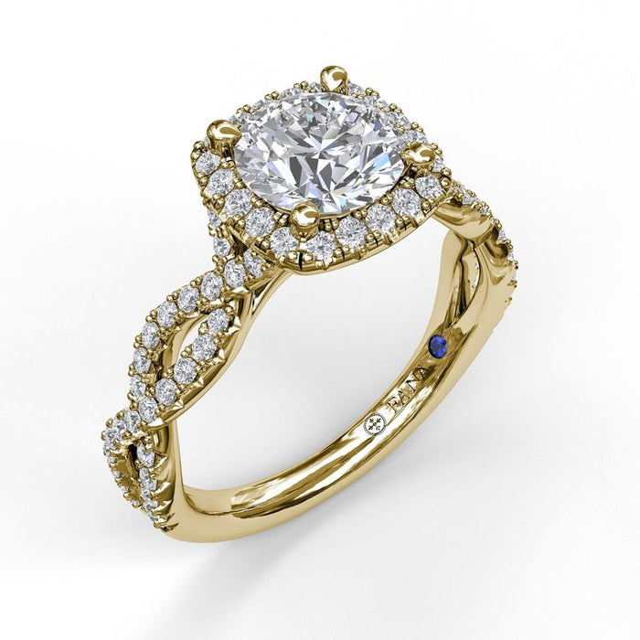 Cushion Halo Twist Engagement Ring Setting