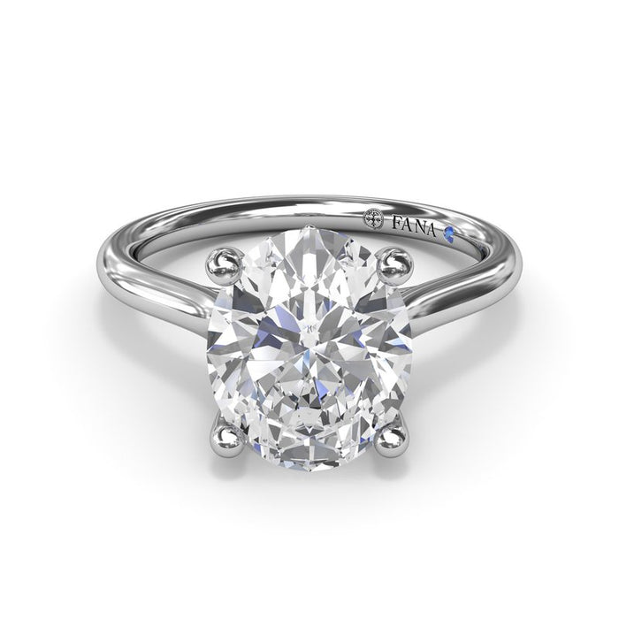 Oval Solitaire with Hidden Halo Engagement Ring Setting